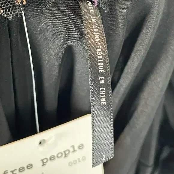 Free People Black Rose Maxi Tiered Dress Size 2 NEW - Picture 10 of 12